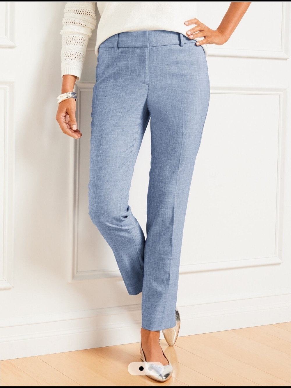 Talbots Hampshire Ankle Pants Womens Light Blue Straight Leg Career